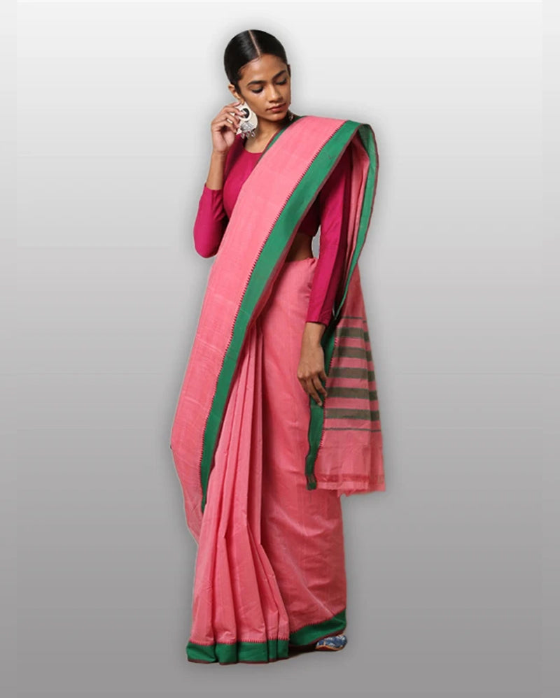 Pink Saree Contrast Blouse | Buy ...